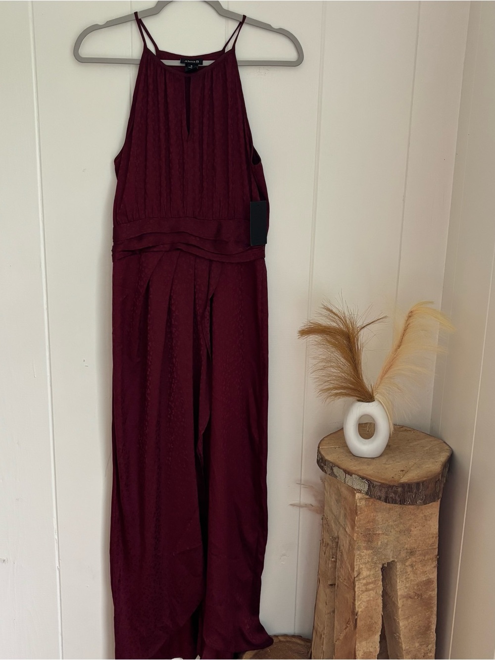 NWT Alexa B Sleeveless Burgundy Halter Maxi Dress
